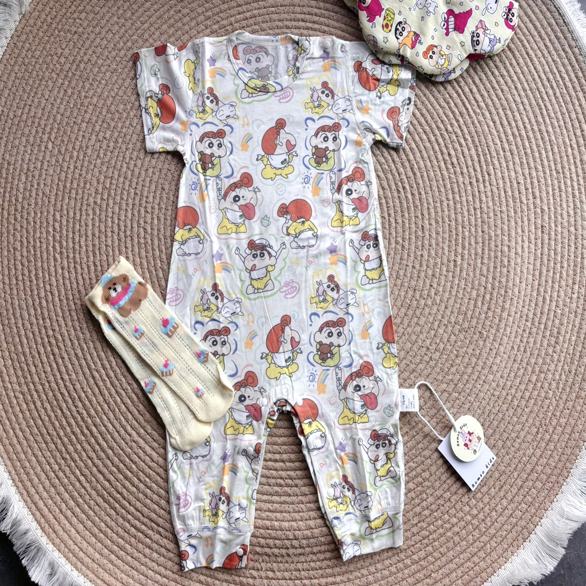 短爬长爬爬服夏季闭裆幼儿短袖通用印花宝宝可爱风