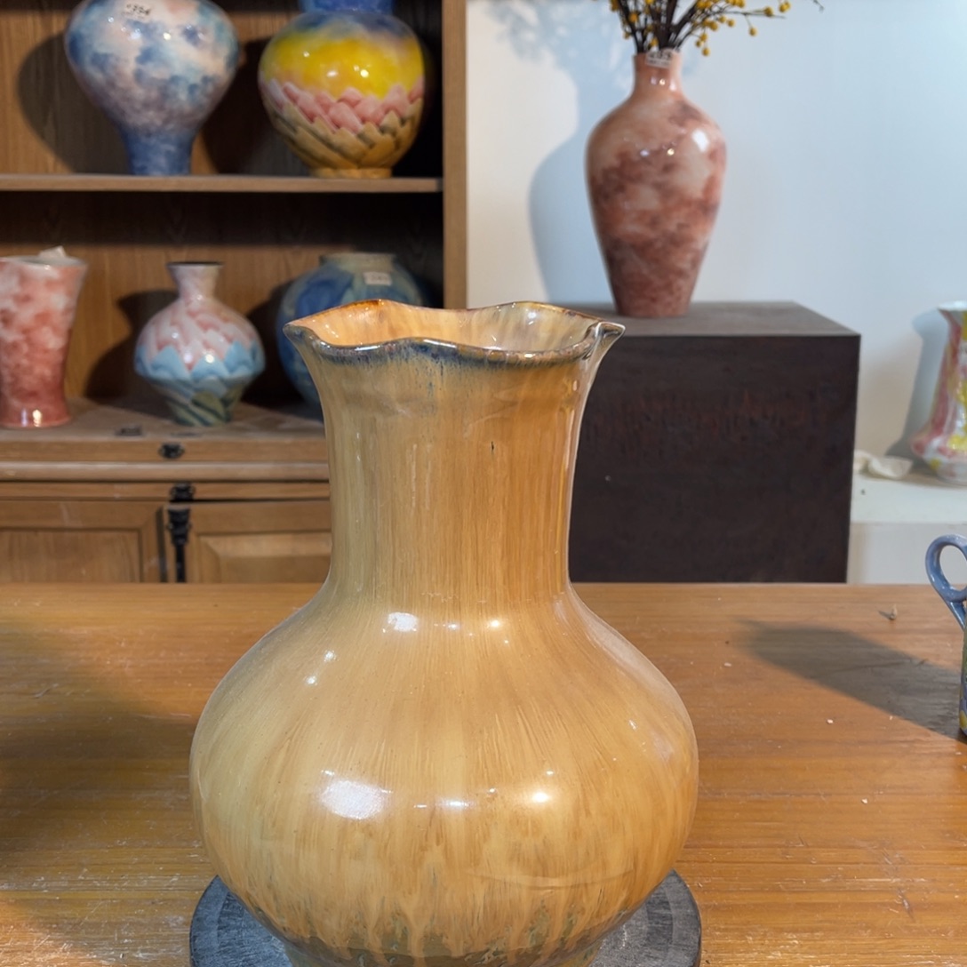 摆件陶景德镇陶瓷高24内口8微瑕