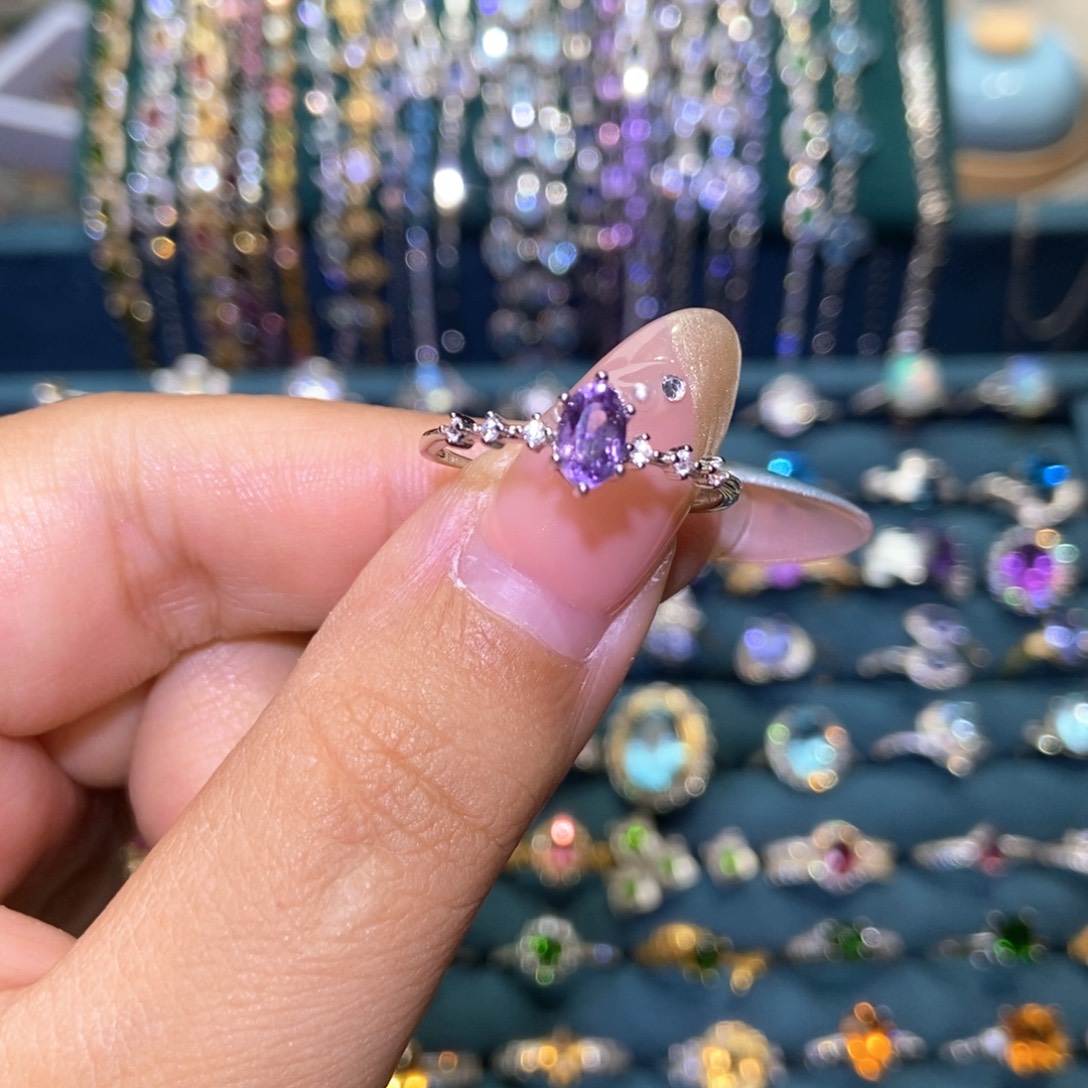 银S925镶嵌戒指紫晶