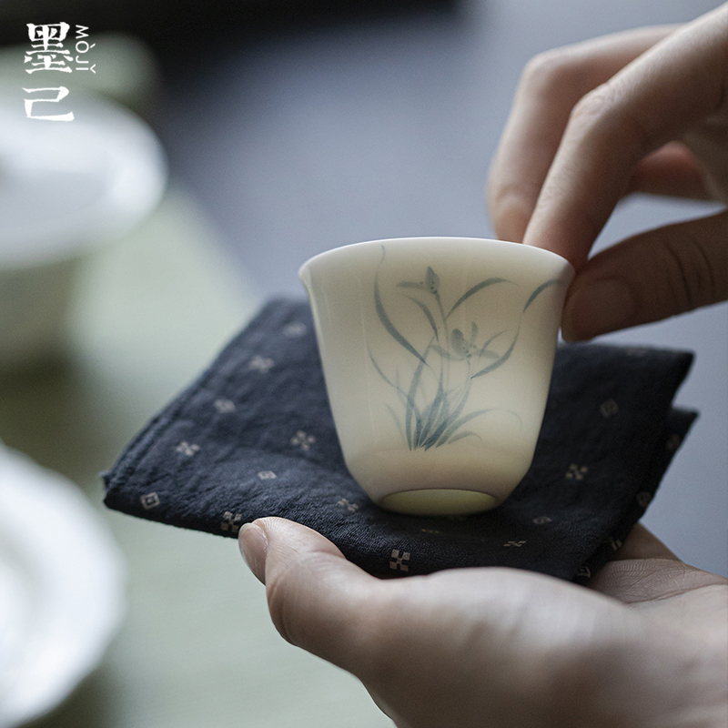 墨己 玉泥-幽兰花丛-望舒茶杯