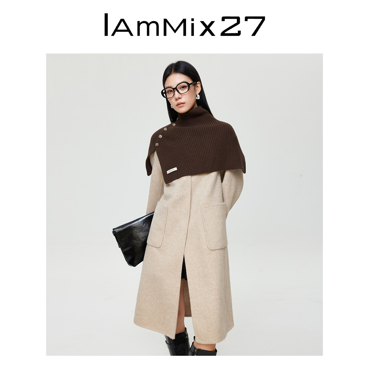 Iammix27毛呢厚款立领大衣M4D4037