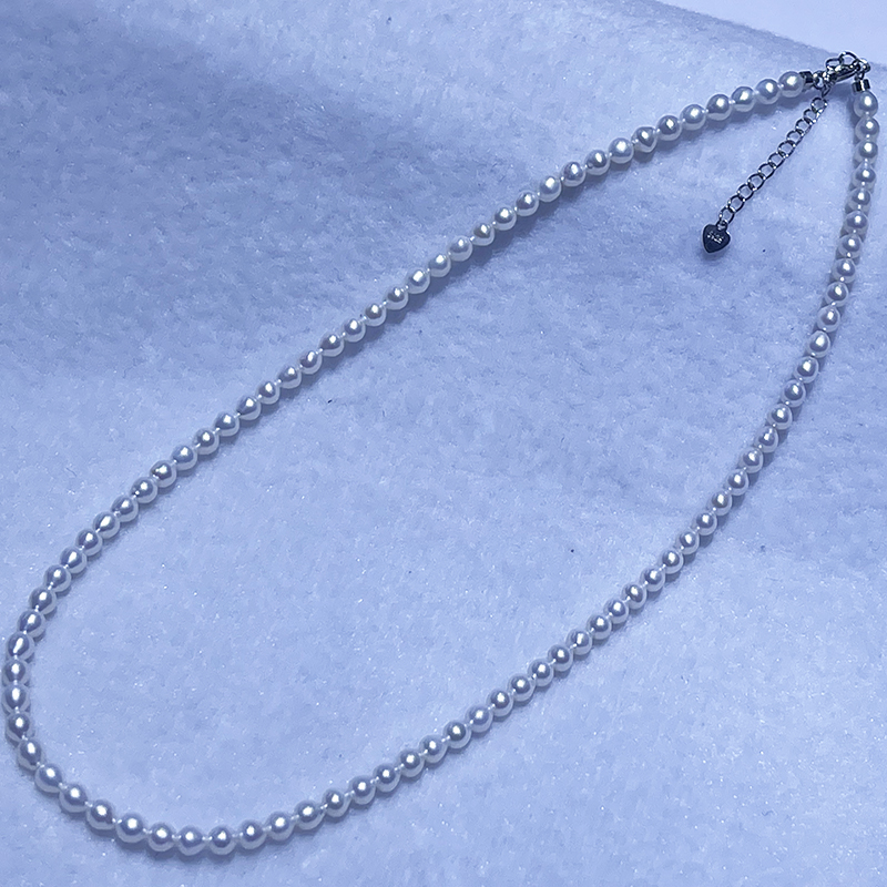 诸暨淡水无核4-5mm短胖形珍珠项链纯天然真品100%锁骨链时尚百搭