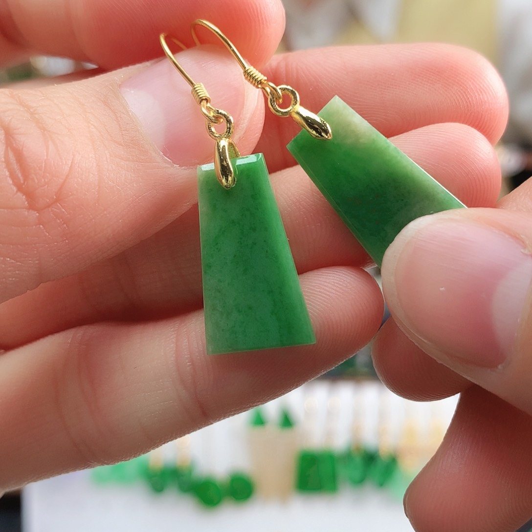 翡翠耳饰银S925镶嵌耳饰