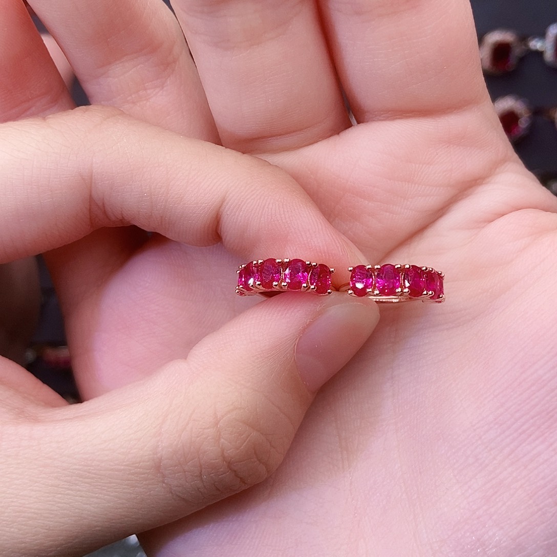 耳饰红宝石银S925镶嵌