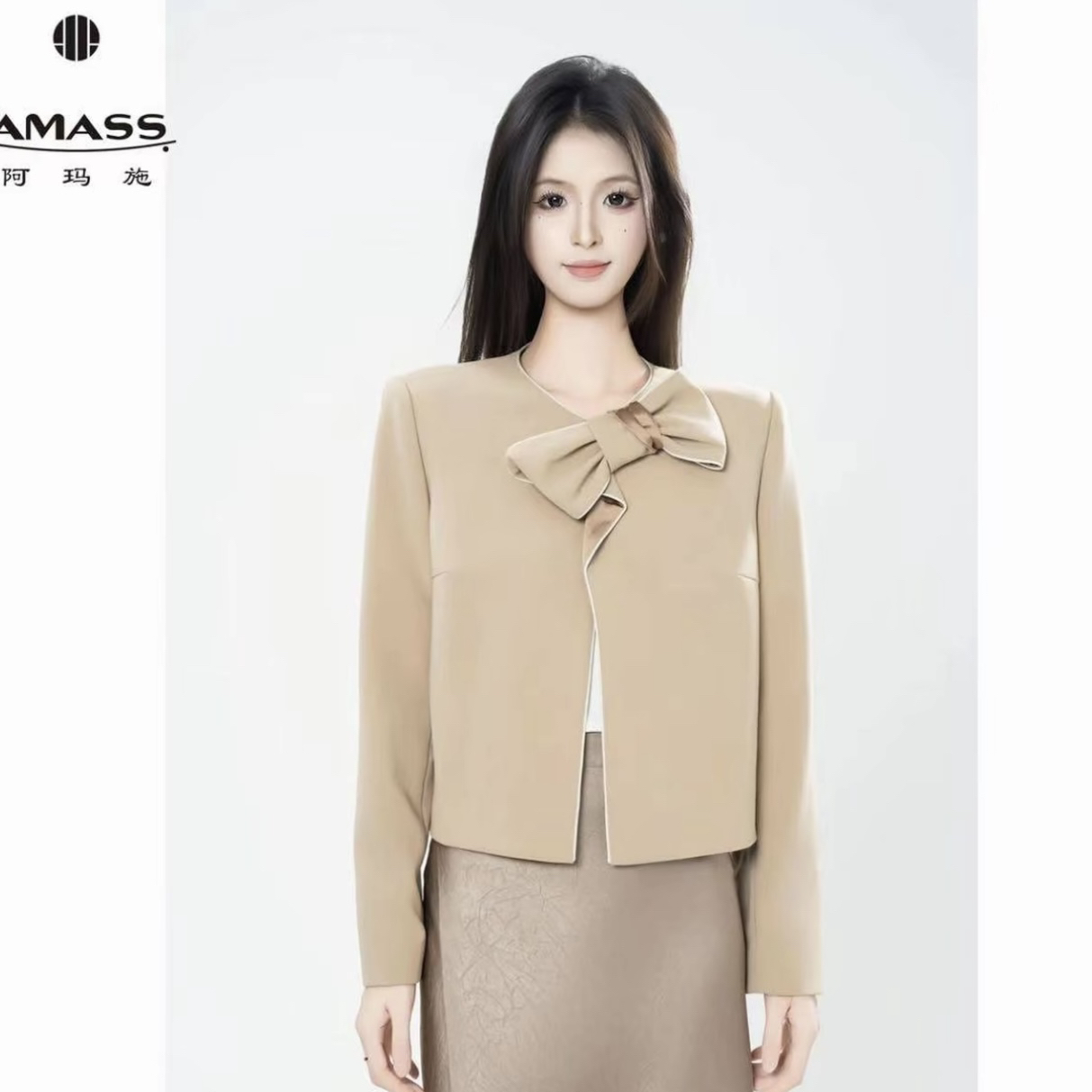 阿玛施/AMASS早秋新款女装小香风蝴蝶结造型外套540021-4249173