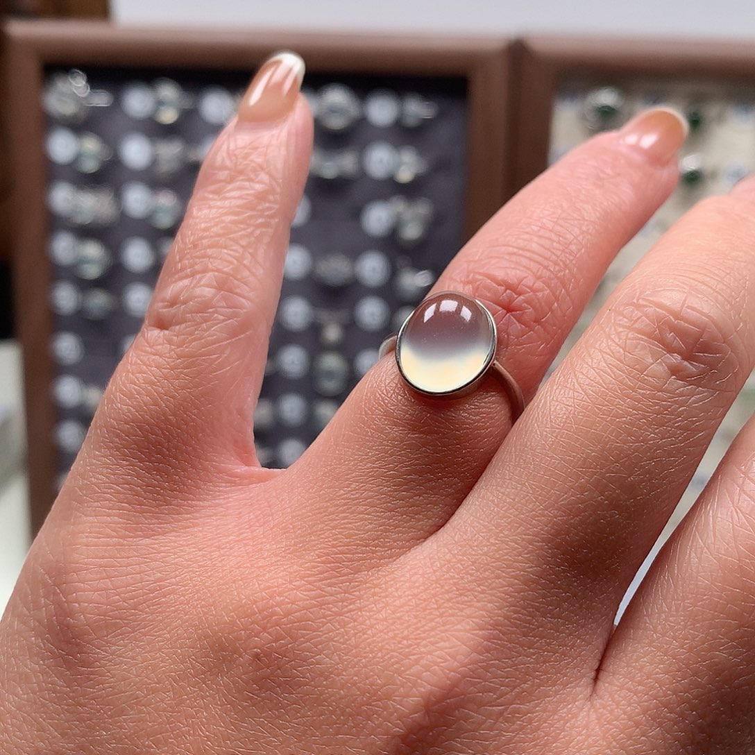 爱***丫蛇纹石玉银S925镶嵌戒指