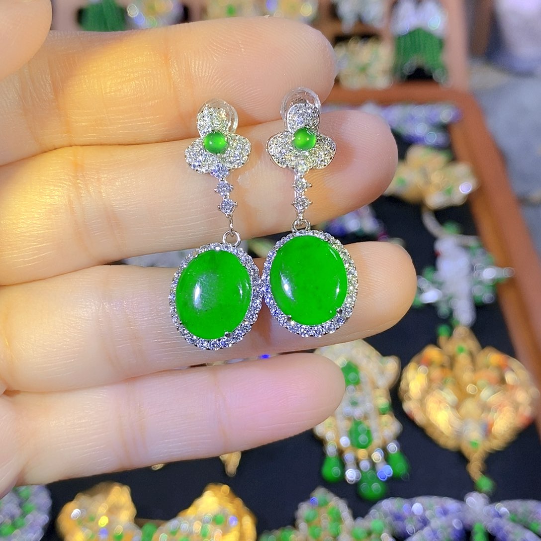 吊坠(不含链)银S925镶嵌翡翠