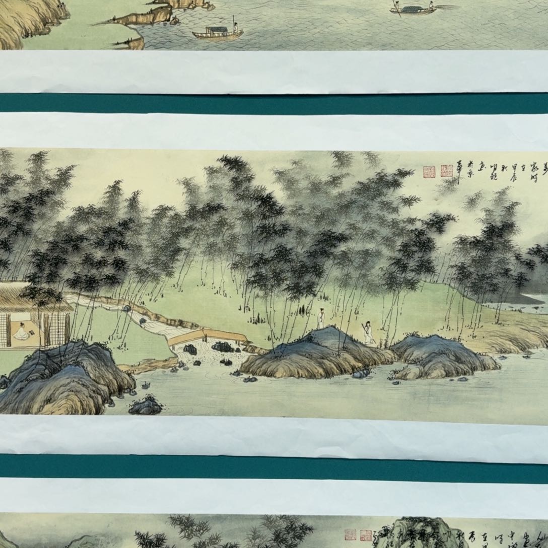 国画明锐四尺对开山水