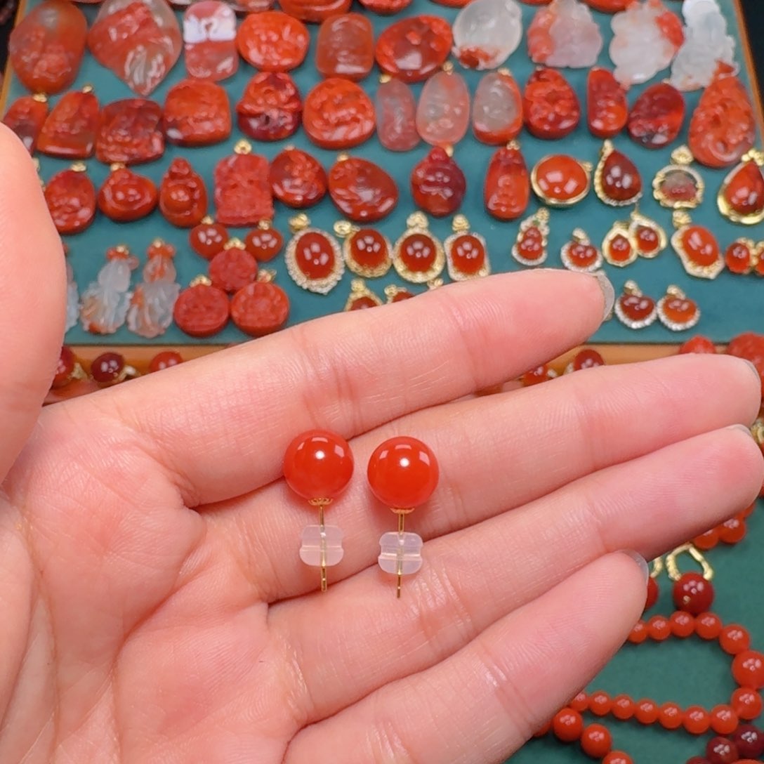 南红玛瑙南红18K金镶嵌