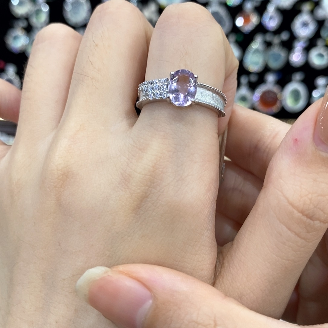 紫晶戒指银S925镶嵌