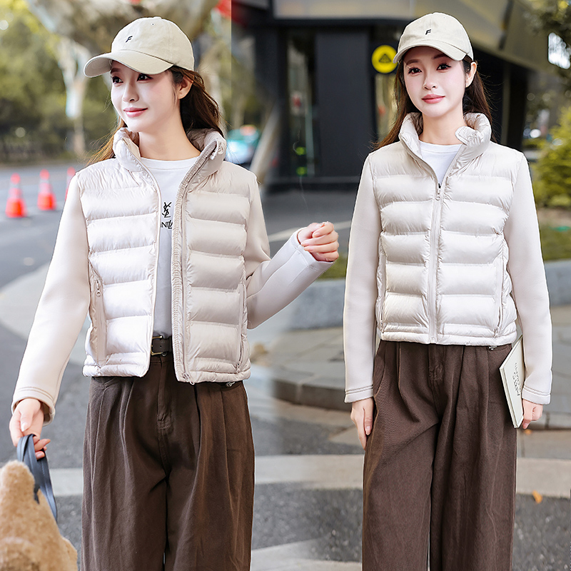 新款棉服外套女装美拉德色系拼接爆款保暖轻薄时尚款