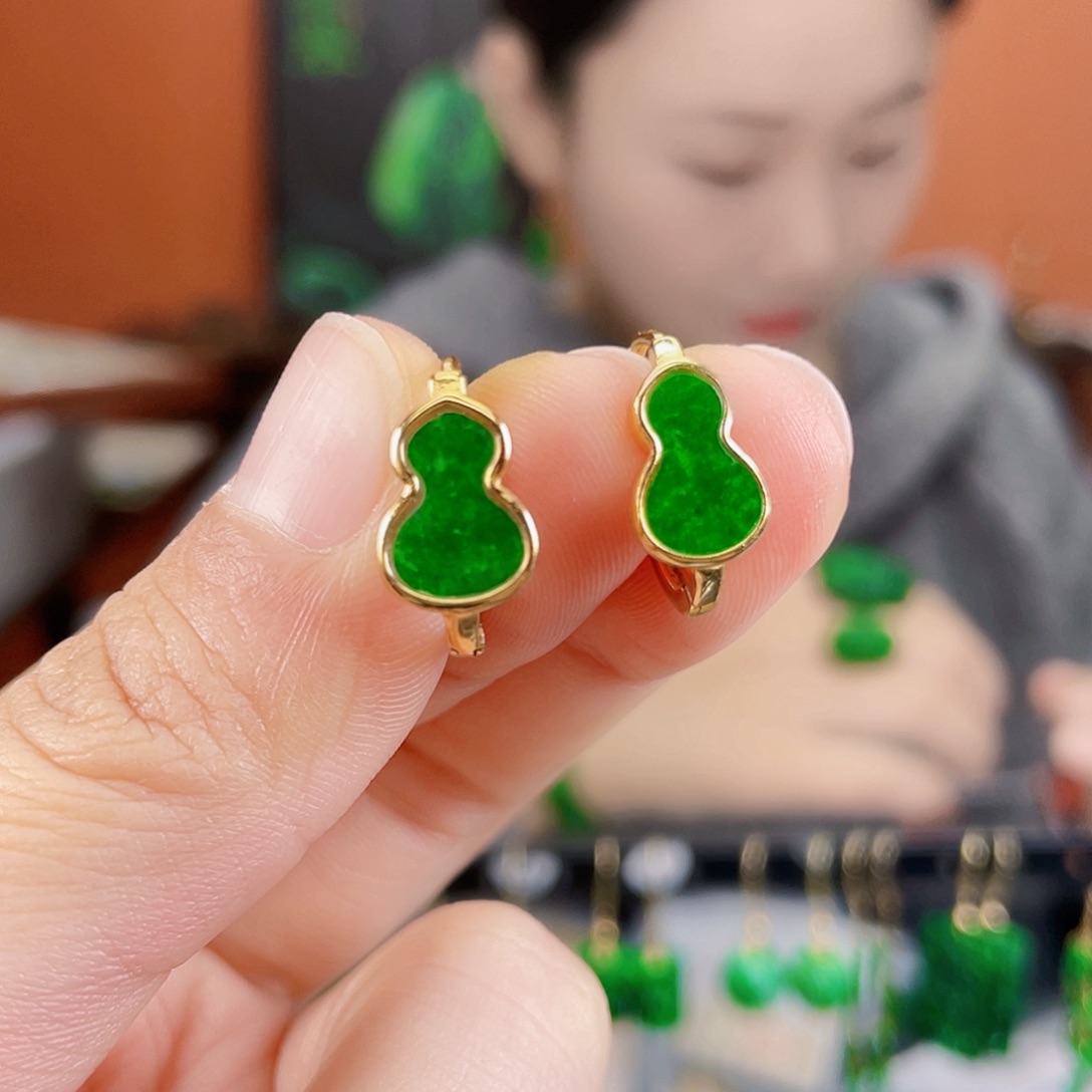 翡翠银S925镶嵌耳饰