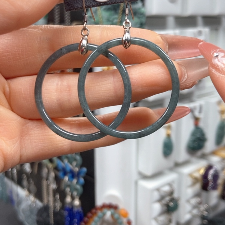 【闪购商品】翡翠耳饰银S925镶嵌耳饰