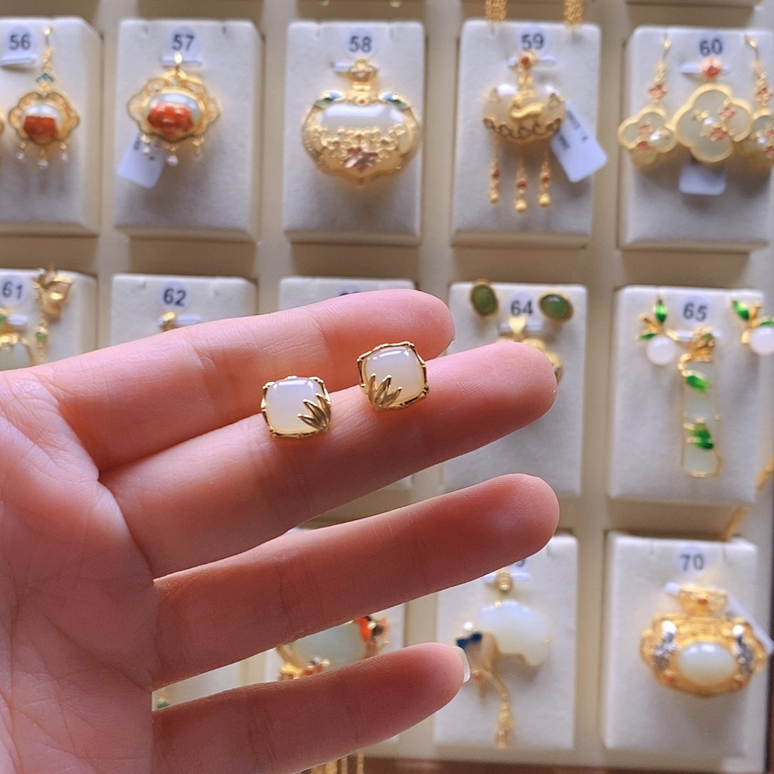 和田玉颈饰银S925镶嵌