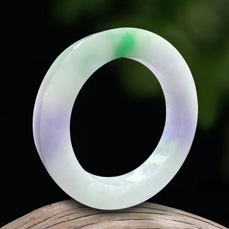 冰种翡翠油青正圈老坑玉石真货处理缅甸女款玉镯