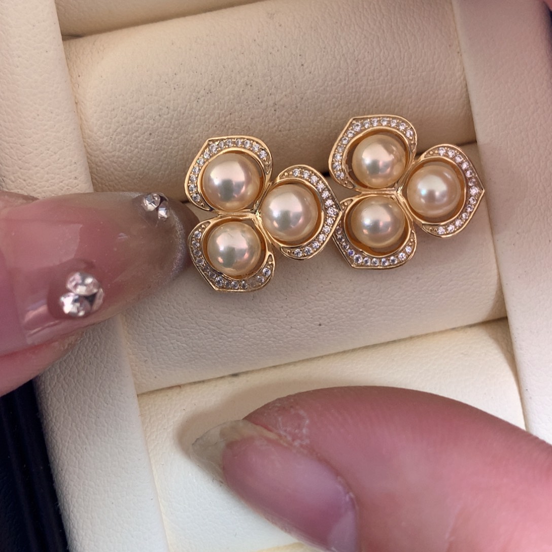 海水珍珠耳饰银S925镶嵌