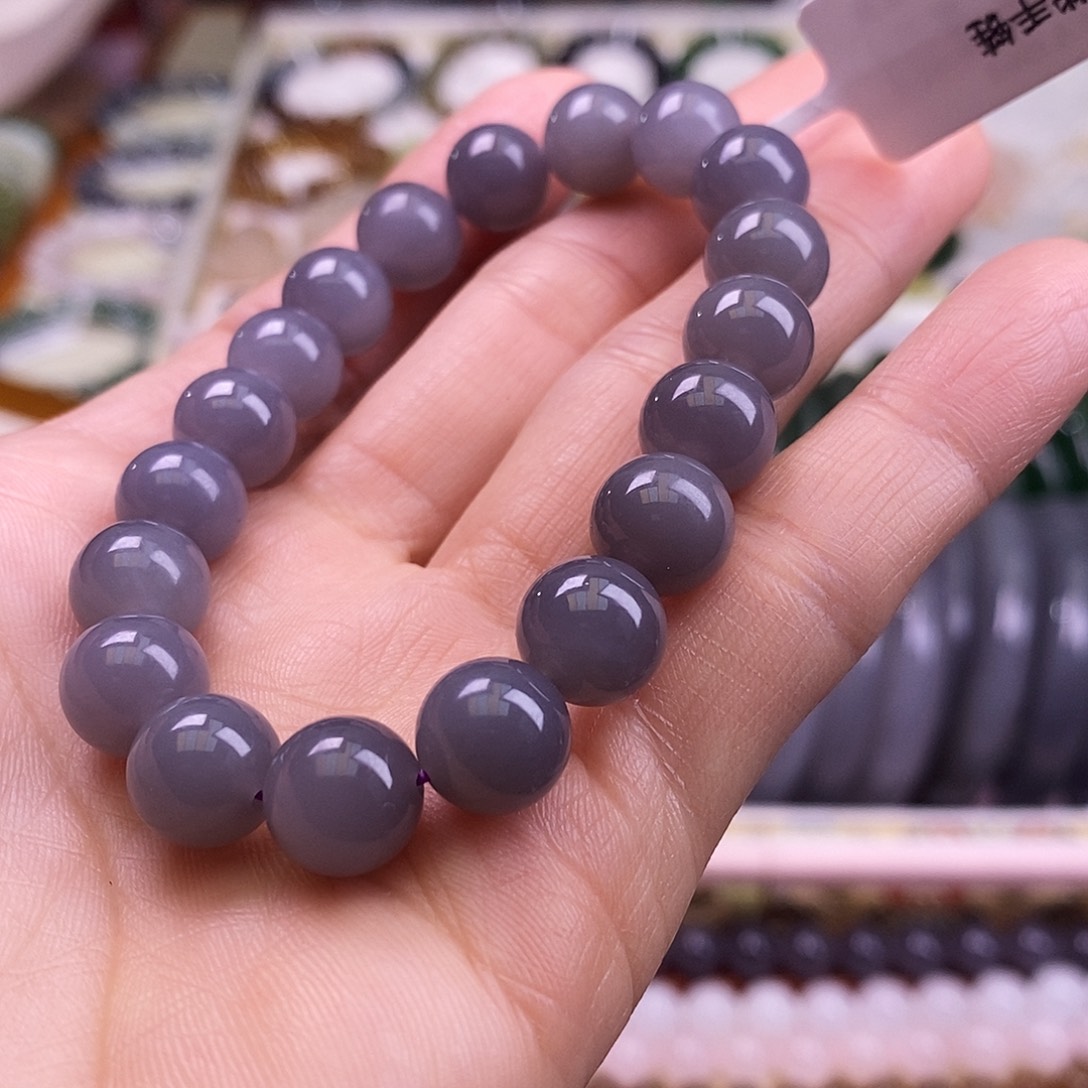 颈饰未镶嵌和田玉烟紫10mm手串