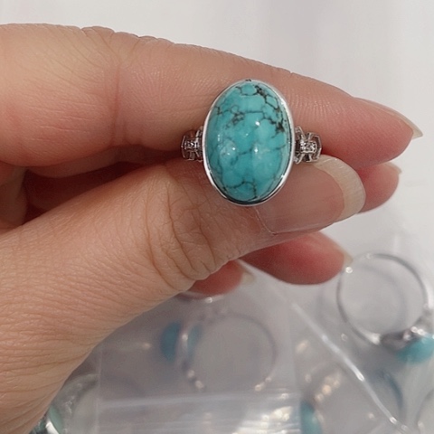 绿松石珠宝半成品银S925镶嵌