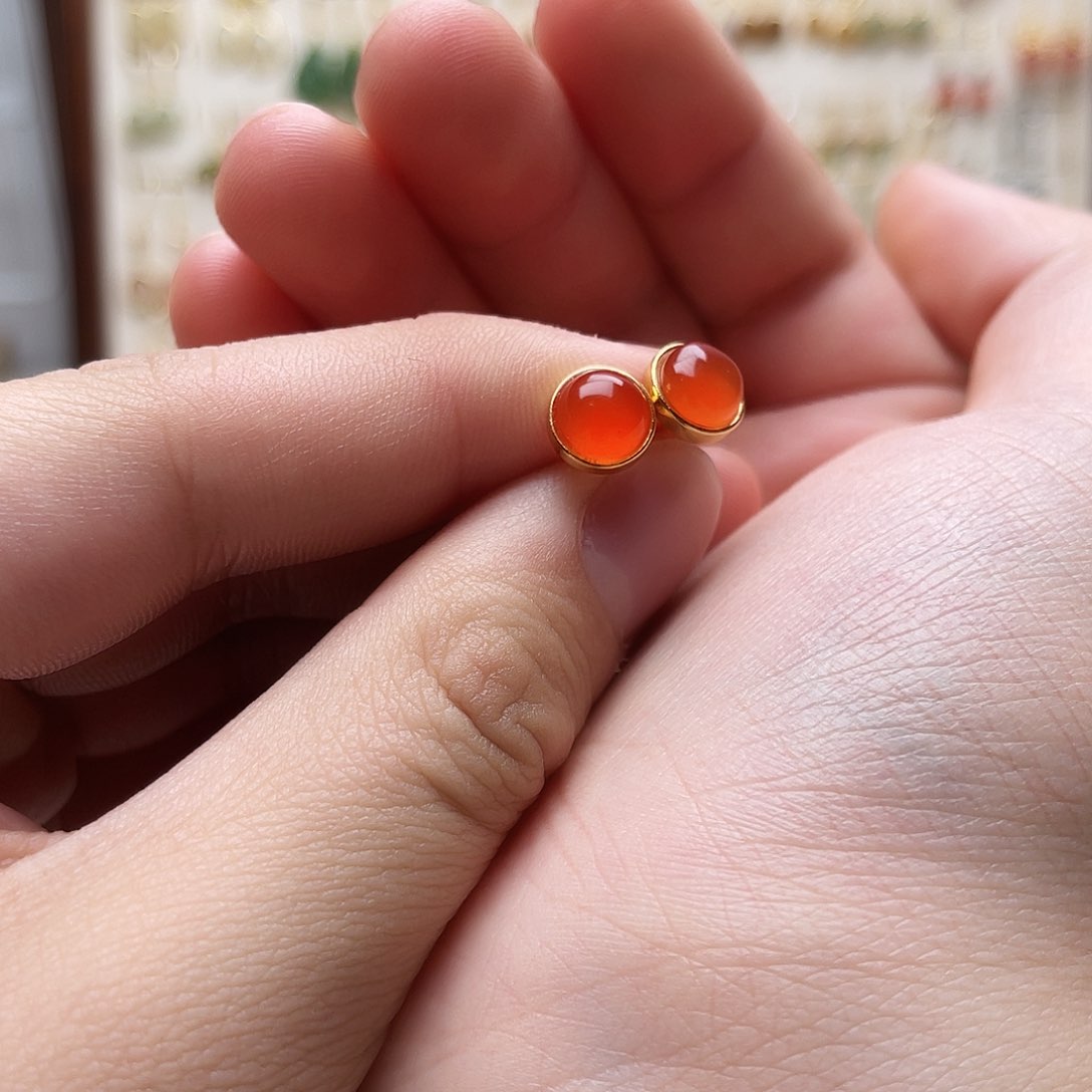 银S925镶嵌和田玉耳饰