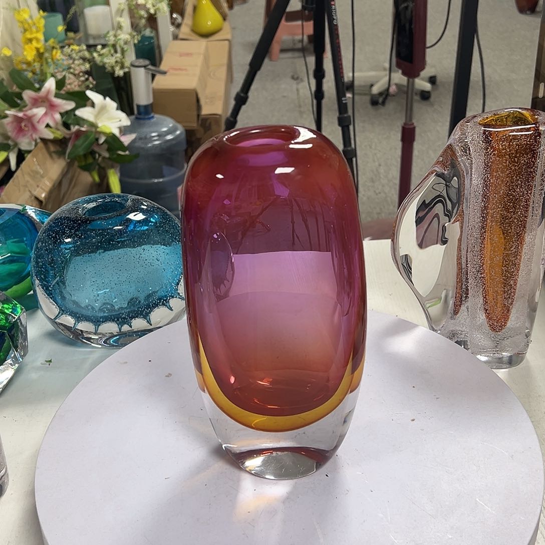 琉璃高26金红琥珀琉璃花器