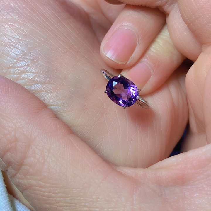 紫晶戒指银S925镶嵌F戒指