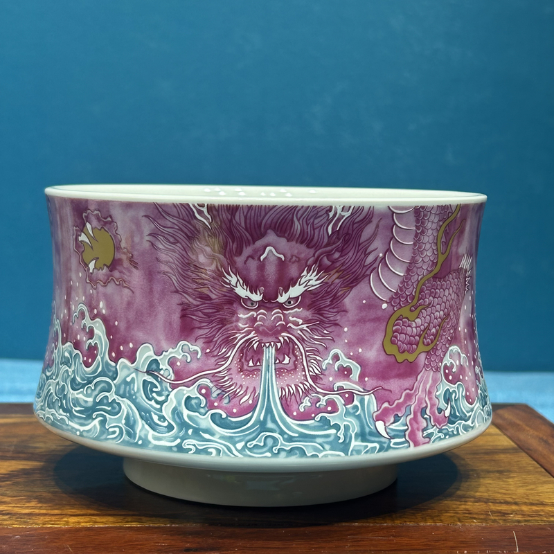 景德镇陶瓷胭脂红吸水龙水洗建水家用高端茶具高端送礼茶器功夫茶