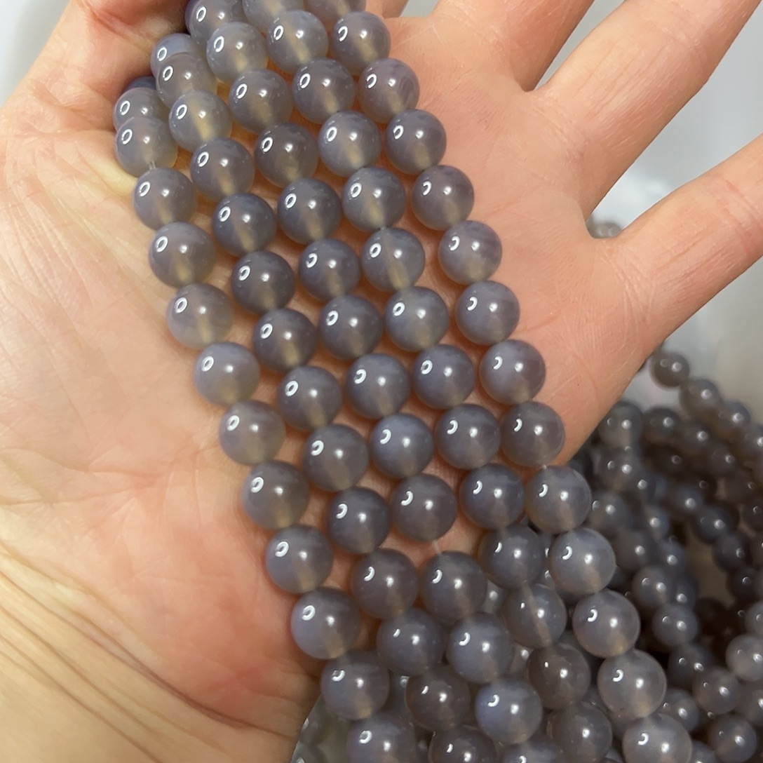 玛瑙/玉髓未镶嵌珠宝半成品，卡8灰玛瑙一条