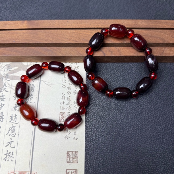 天然黑金血离子玛瑙手串-v1051-多样性发一