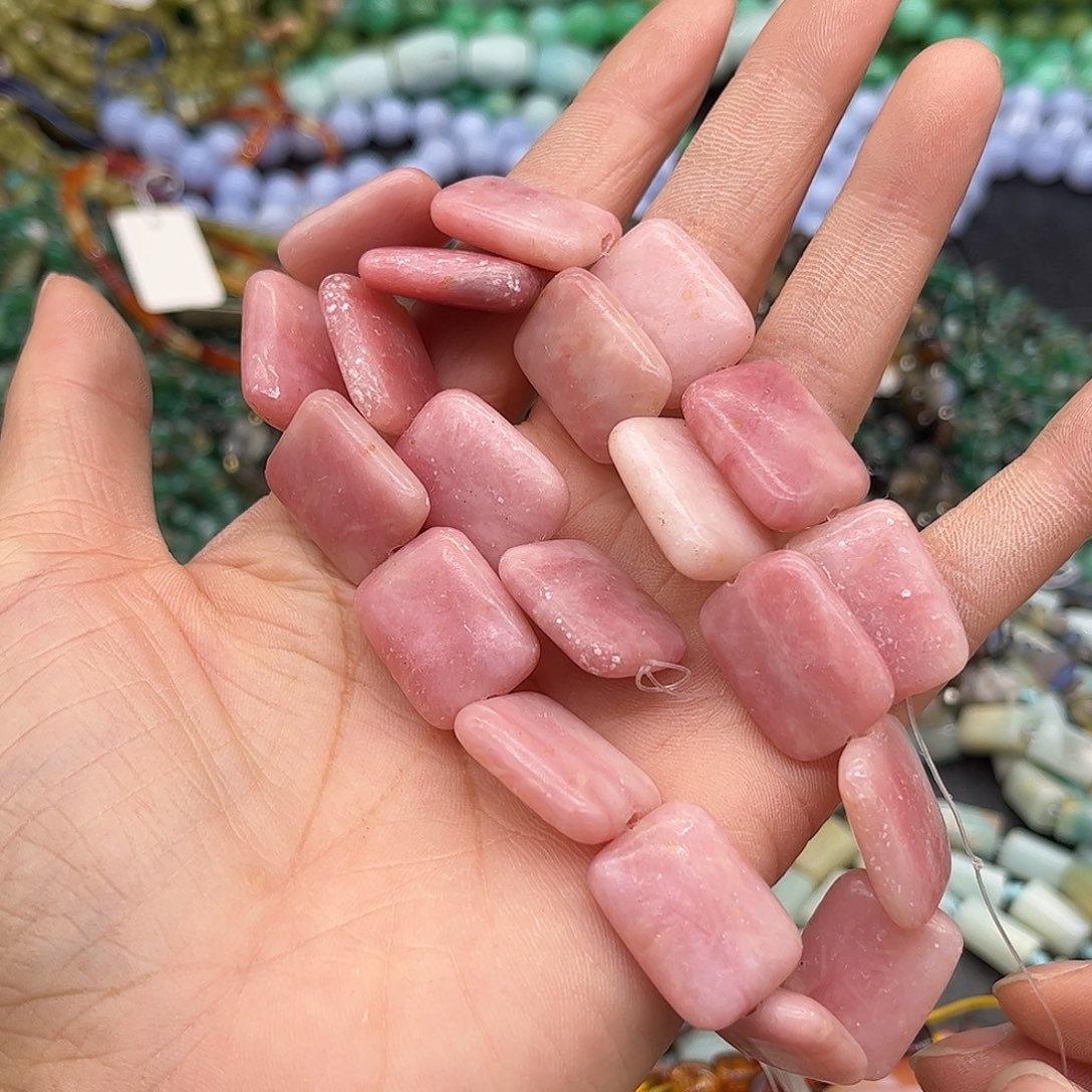 玛瑙/玉髓合金珠宝半成品粉澳宝15mm一条