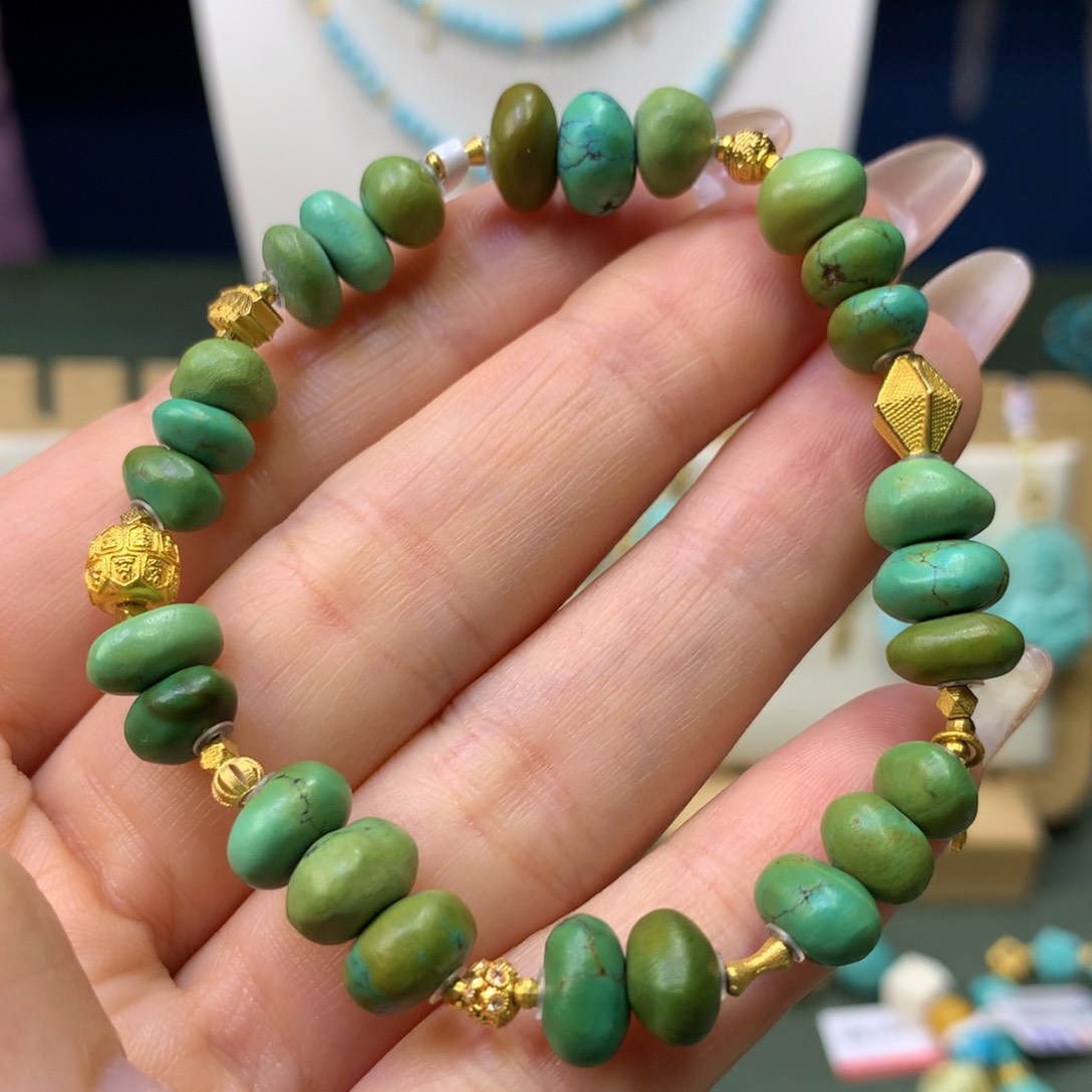 绿松石手链18K金镶嵌