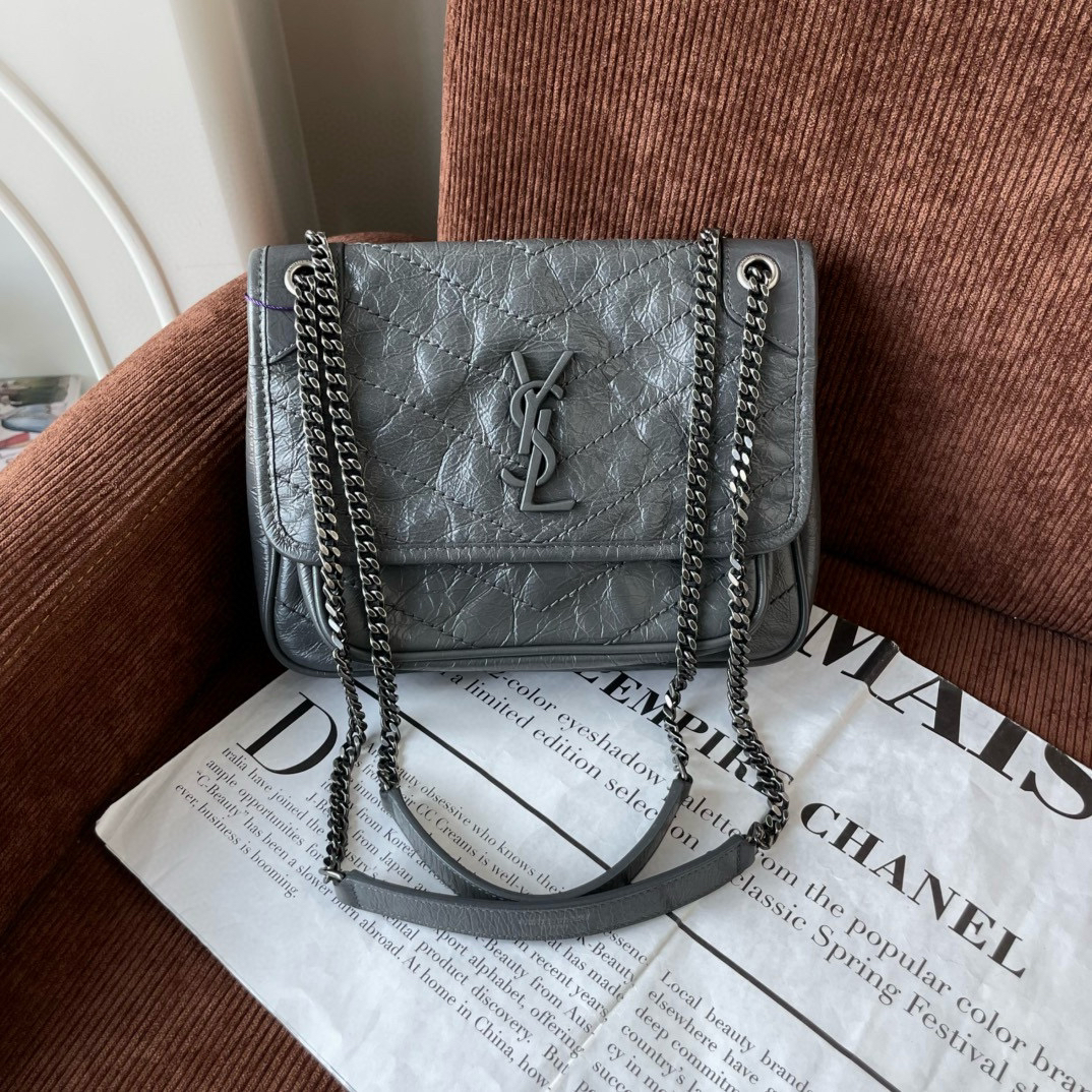 99新 YSL/圣罗兰 niki小号灰非D扣CG12-0028