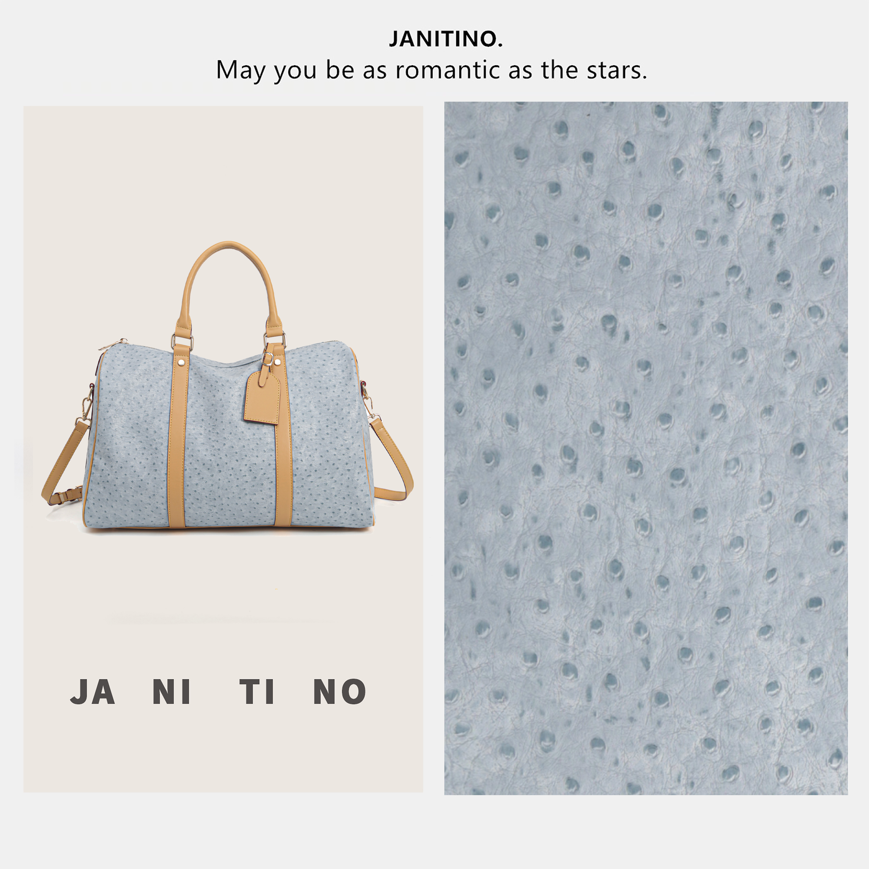 JANITINO/佳妮蒂诺当季新款轻奢风百搭单肩斜挎包4528鸵鸟蓝