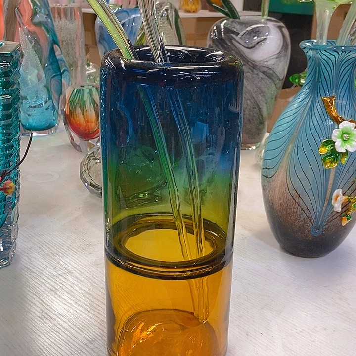 琉璃琉璃花瓶高34口9