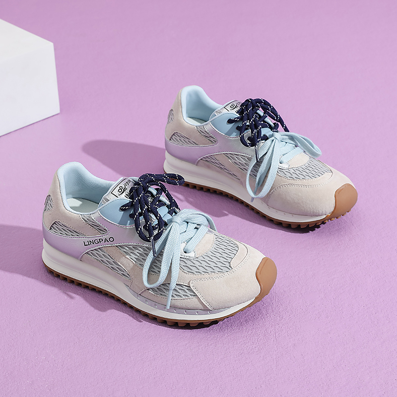 领跑浅口德训鞋夏季拼色时尚休闲鞋百搭小白鞋春季芭蕾风