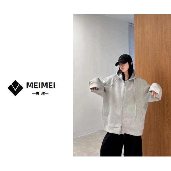 XMM.【中线连帽卫衣开衫】时尚百搭潮流显瘦拉链宽松休闲韩版-86057