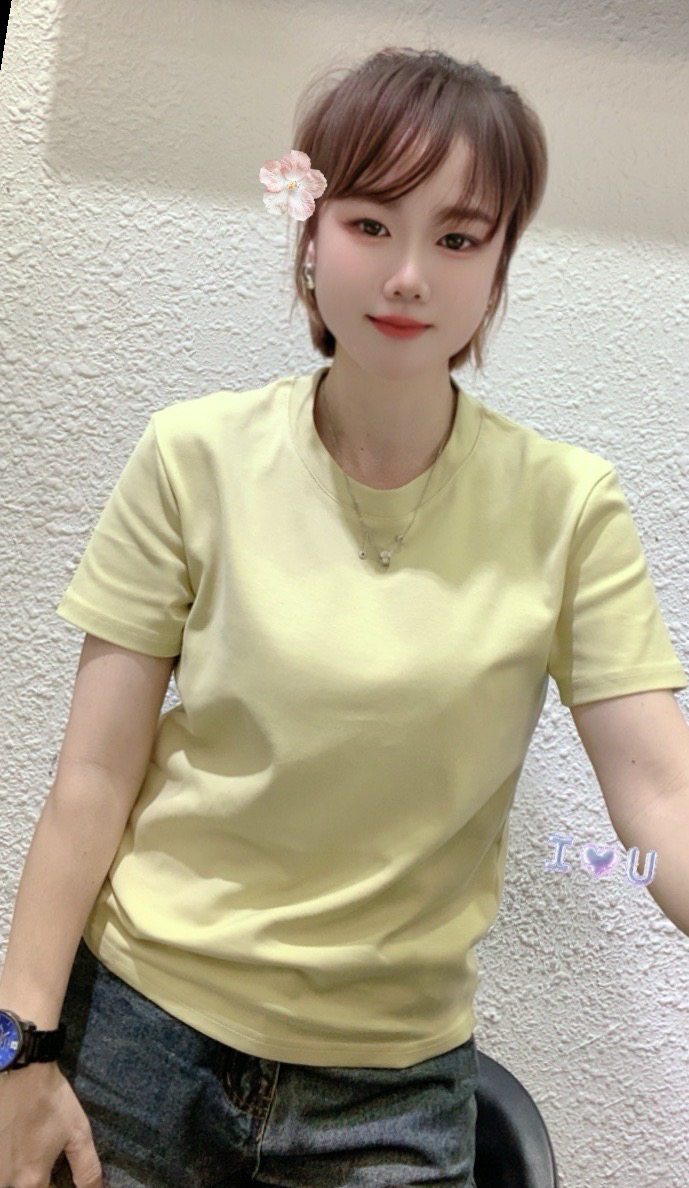 (柳子)111欧货新款短T恤女2025年新款显瘦百搭时尚夏季纯色圆领