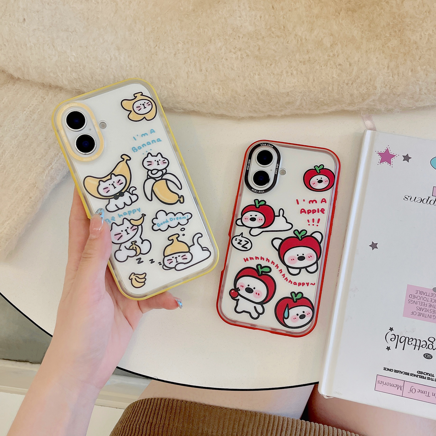 LYDIA CASE【高定新品】苹果小狗&香蕉小猫【外框二合一】iPhone14-16