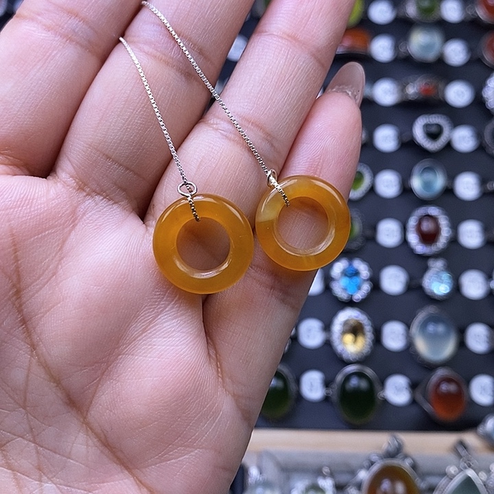 岫玉耳坠未镶嵌耳坠