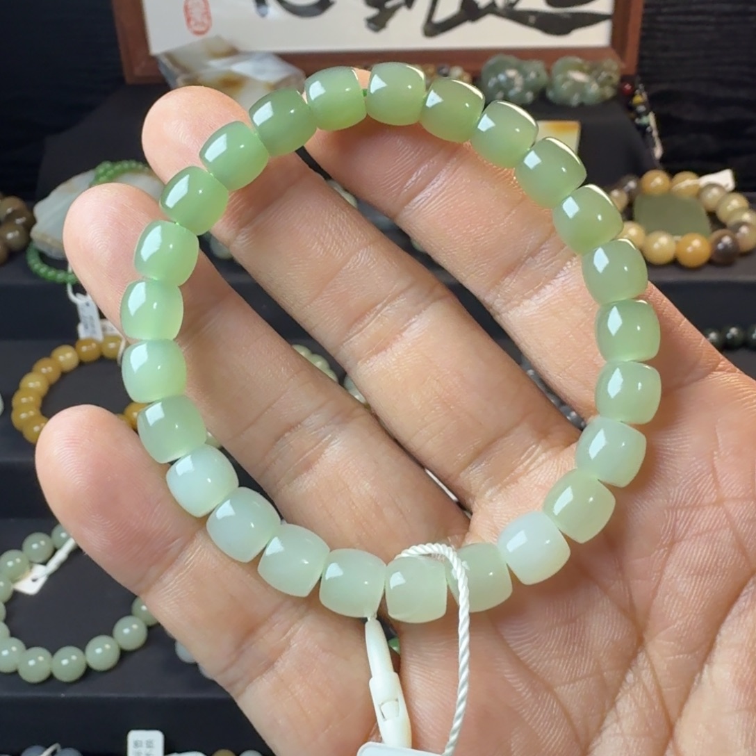 和田玉未镶嵌手链（NGTC国检证书）晴水渐变卡8 精品