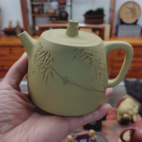 锅***喜紫砂茶宠汉锋300cc半绿手工制作