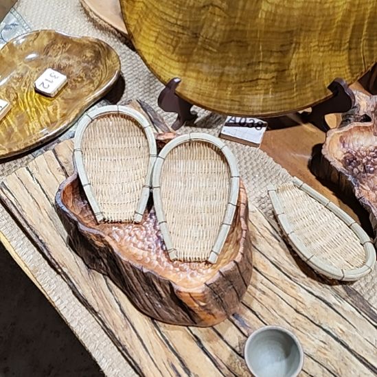 大***圈手工编织的竹茶则