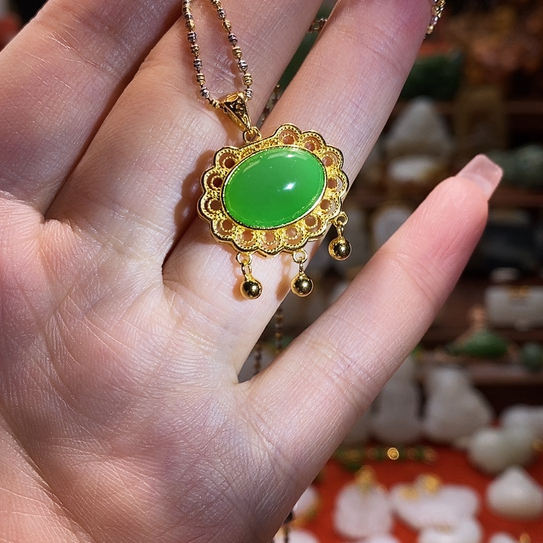 和田玉吊坠(不含链)银S925镶嵌