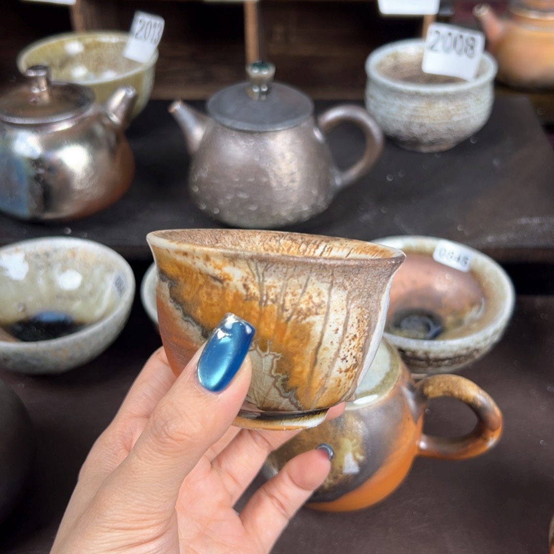 杯柴烧茶器中白主人杯