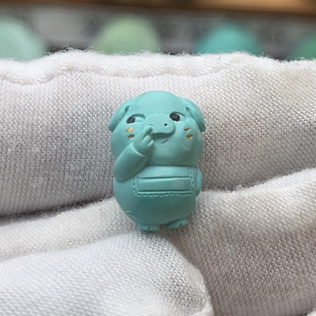 绿松石未镶嵌珠宝奇石萌猪