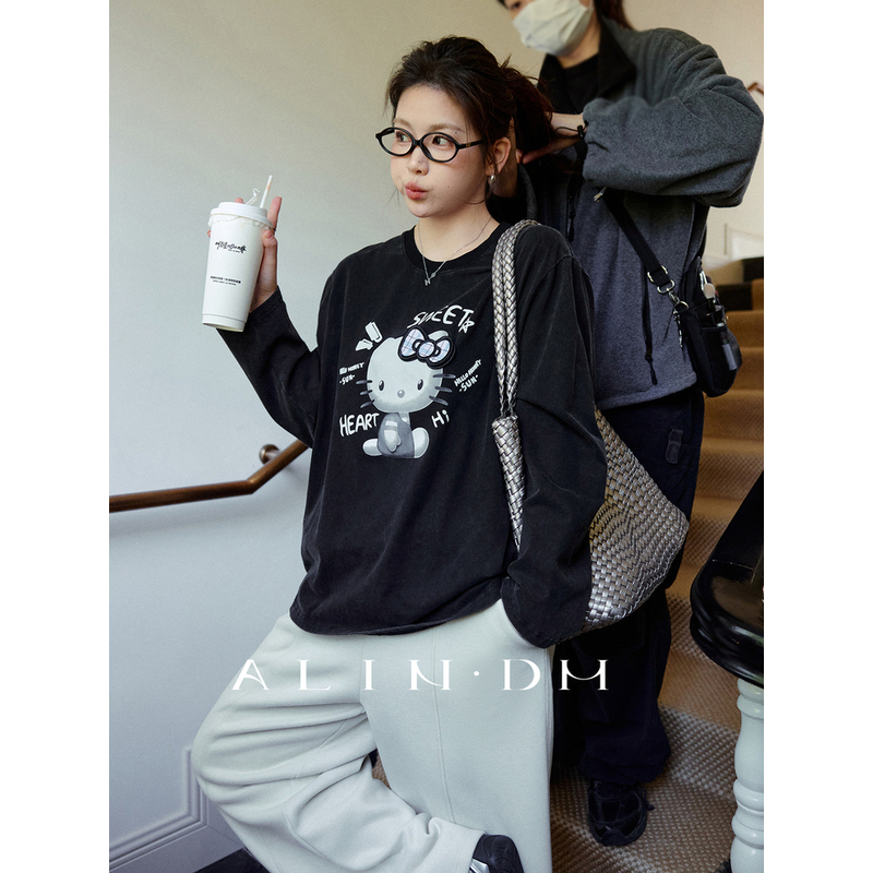 ALINDM【俏皮KT】大码微胖mm百搭俏皮长袖-ig5243