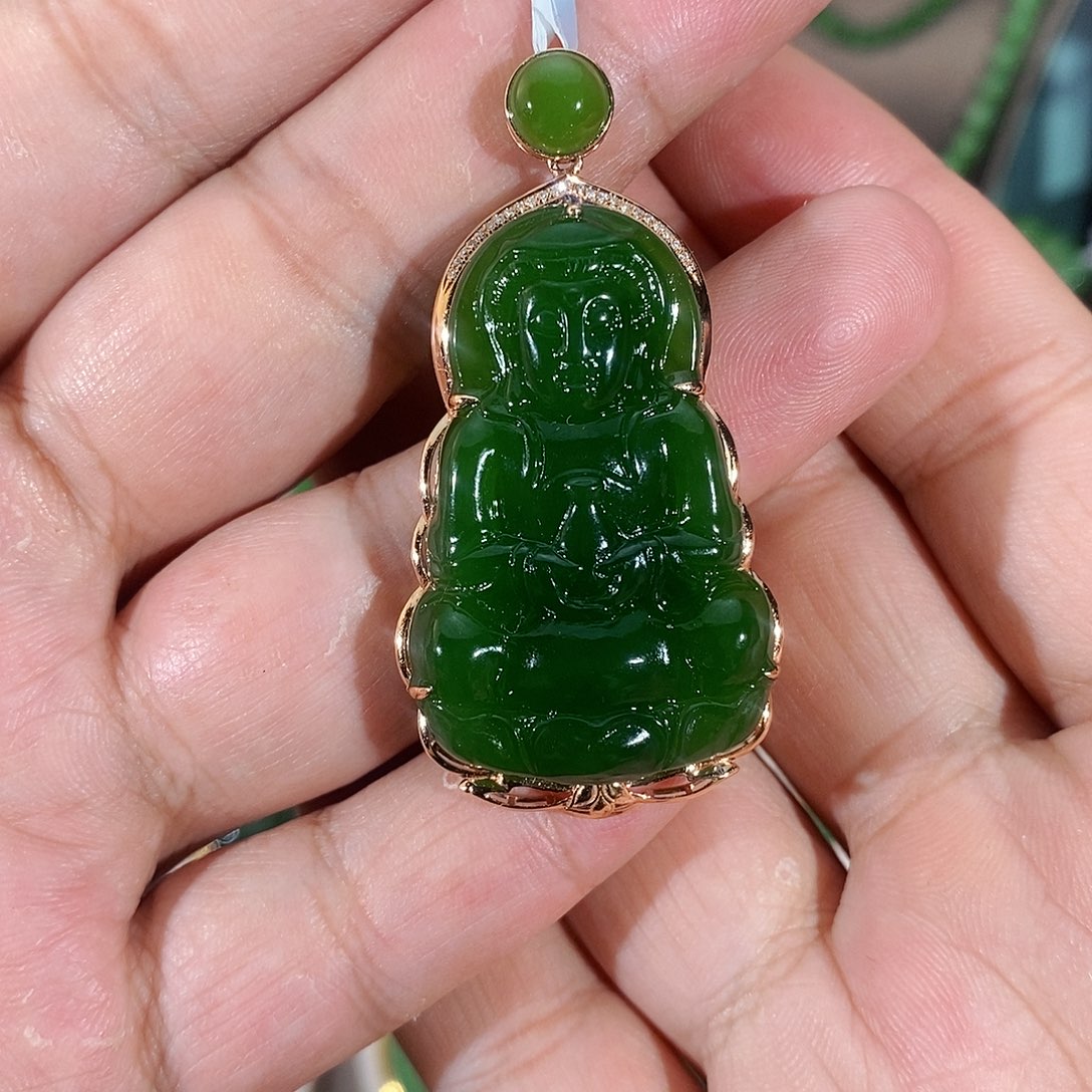 和田玉珠宝首饰18K金镶嵌