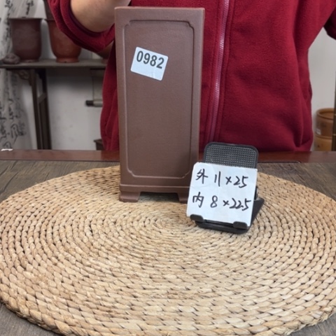 紫砂花盆紫玉金砂内奎素面高签筒0982
