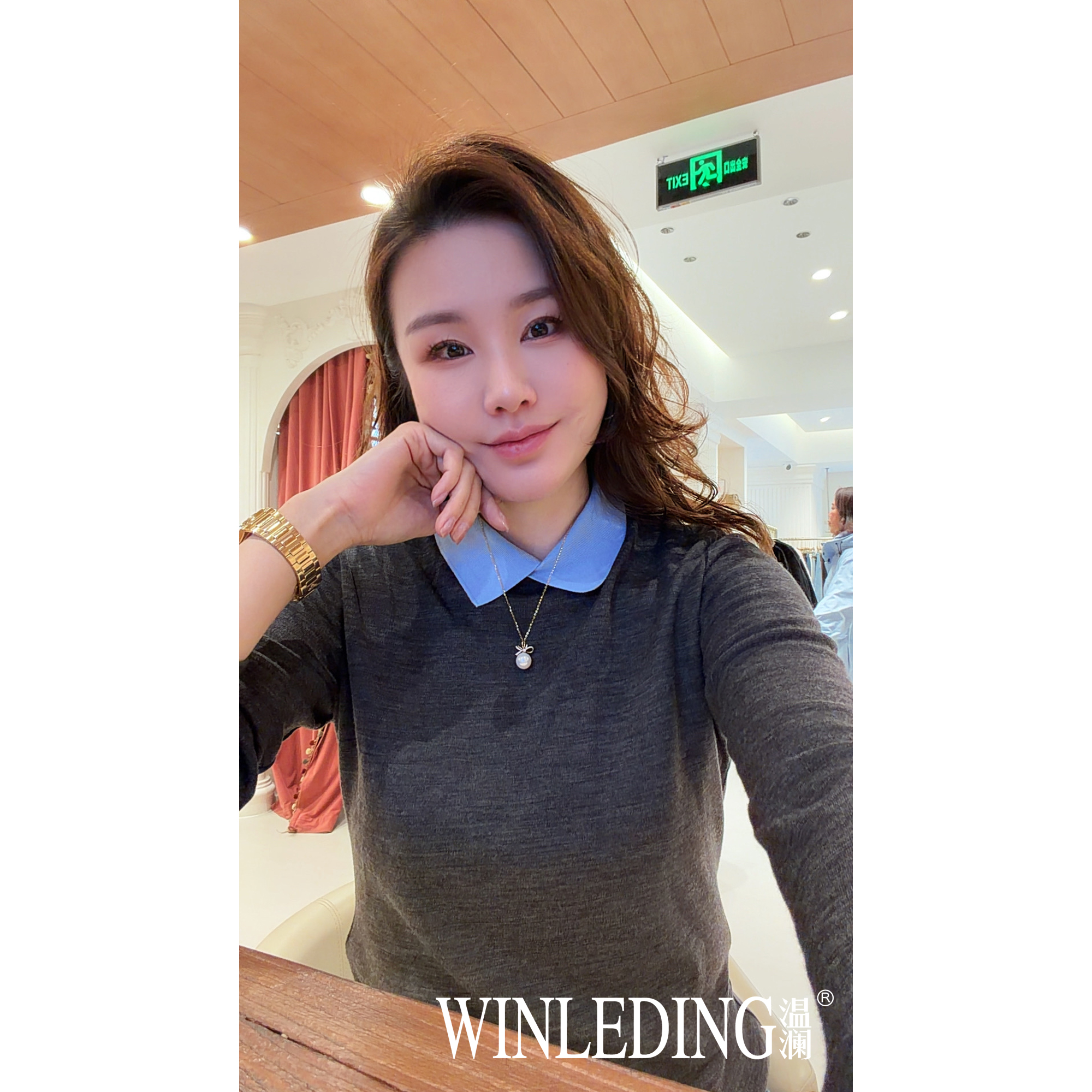 温澜服饰·雅 撞色polo领针织羊毛衫60454