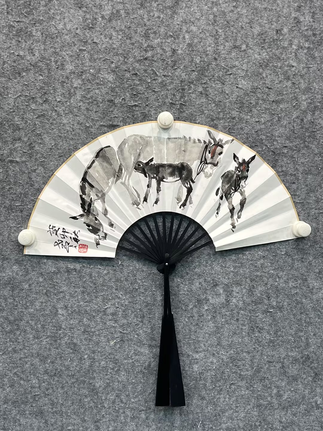 中美协-99百杰画家李尧天老师手绘折扇作品1