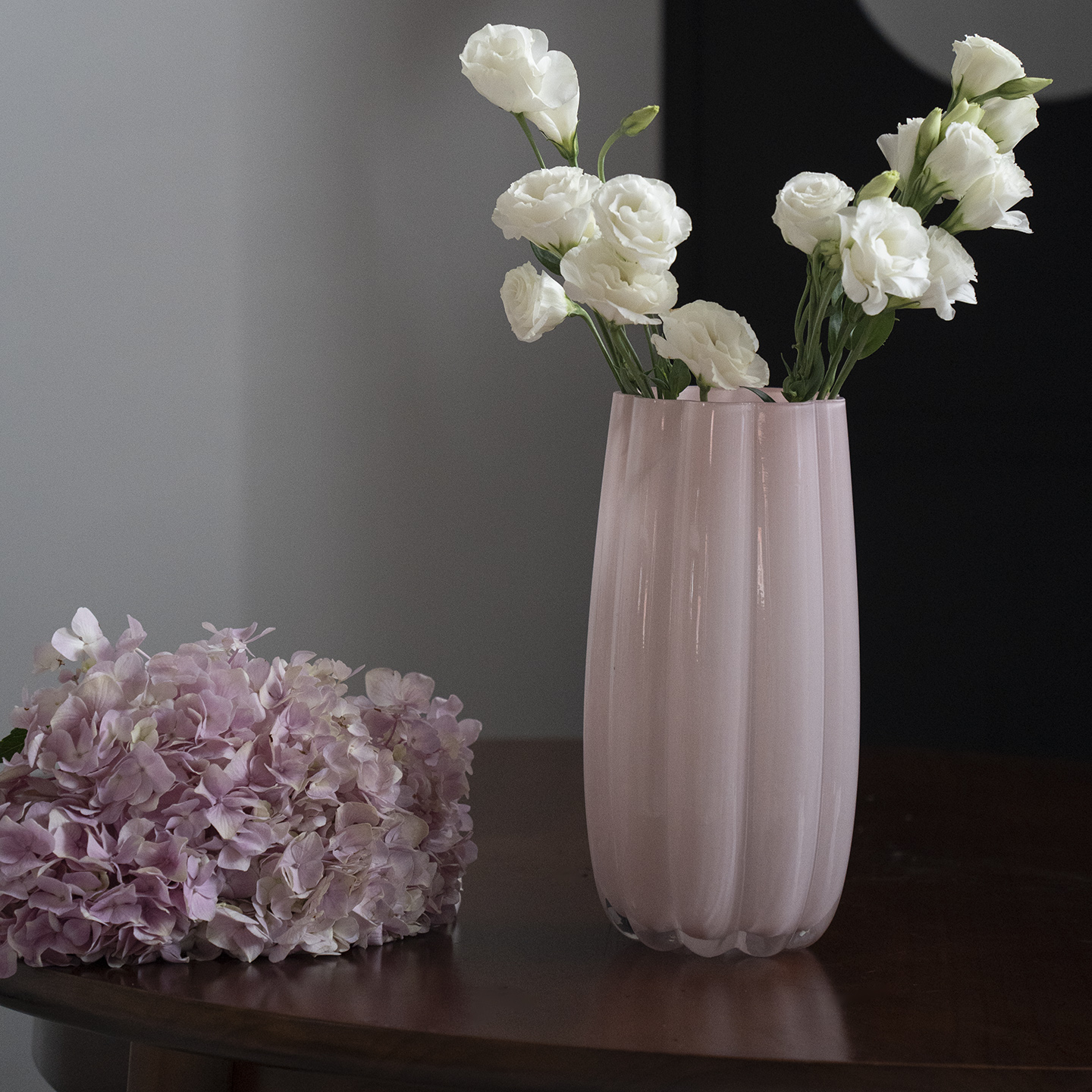 高28口10cm高颜值粉色玻璃花瓶高级感客厅摆件玫瑰百合插花花器